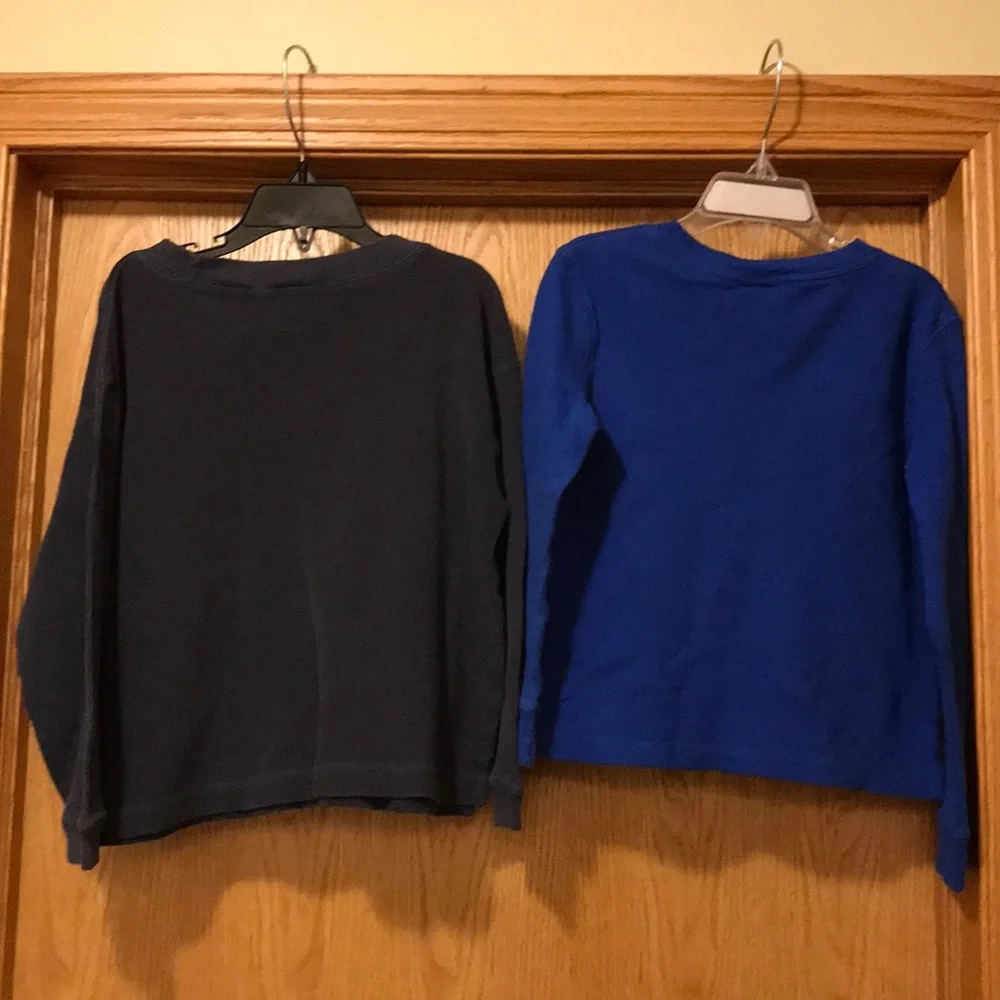 Boy’s size 4T thermal shirts x 2 Gap Circo blue gray cotton waffle weave CHILLIN